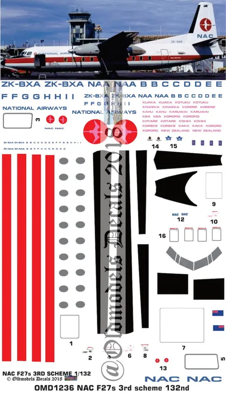 Old models Decals 1236 Fokker F27 - National Airways (NAC) 3rd Scheme Top Vente