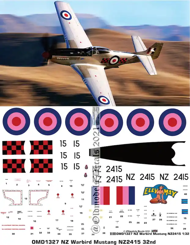 Old models Decals 1327 P-51 D Mustang - New Zealand Warbird (NZ2415) Vente Flash