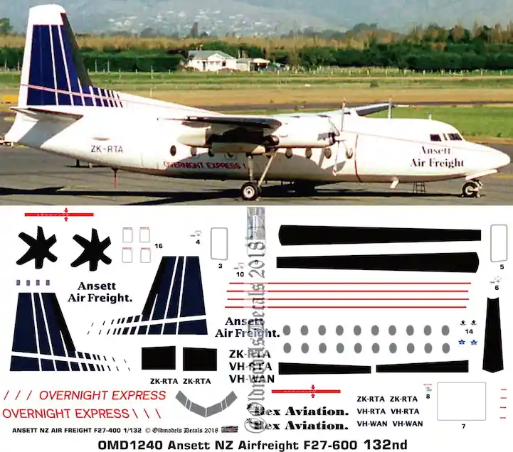 Satisfait Ou Remboursé Old models Decals 1240 Fokker F27-400 - Ansett New Zeeland Freight