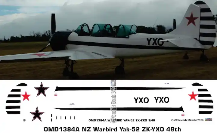 Old models Decals 1384A Yakovlev Yak-52 - New Zeeland Warbird (ZK-YXO) Meilleure Vente