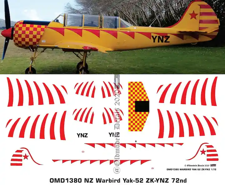 Prix Promo Old models Decals 1380 Yakovlev Yak-52 - New Zeeland Warbird (ZK-YNZ)