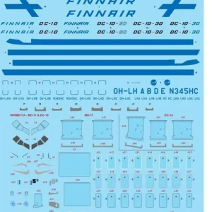26 Decals 441339 McDonnell-Douglas DC-10-30 - Finnair Laser Decal with Screen Print Details Soldes