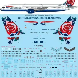 26 Decals 441332 Boeing 757-236 - British Airways ‘Chelsea Rose‘ (Laser Decal with Screen Print Details) Meilleure Vente