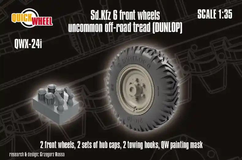 Nouvelle Collection Quick Wheel QWX24i Sd.Kfz. 6 - Front Wheels Uncommon Off-Road Tread (Dunlop)