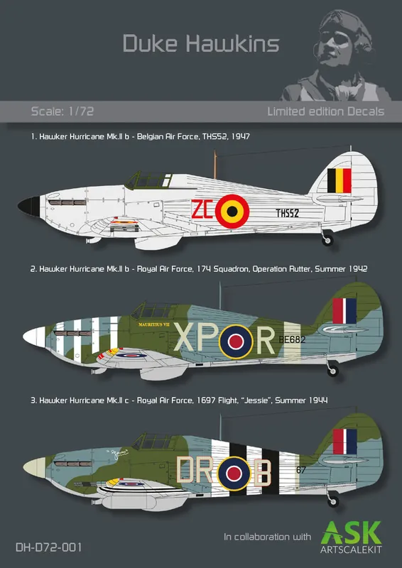 Meilleure Vente HMH-Publications D72-001 Hawker Hurricane Mk.IIb/c - RAF and Belgian Air Force Decals