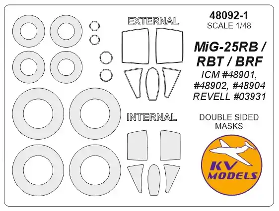 KV Models 48092-1 MiG-25PD / RB / RBТ / BRF (ICM / REVELL) - (double sided) + wheels masks Solde