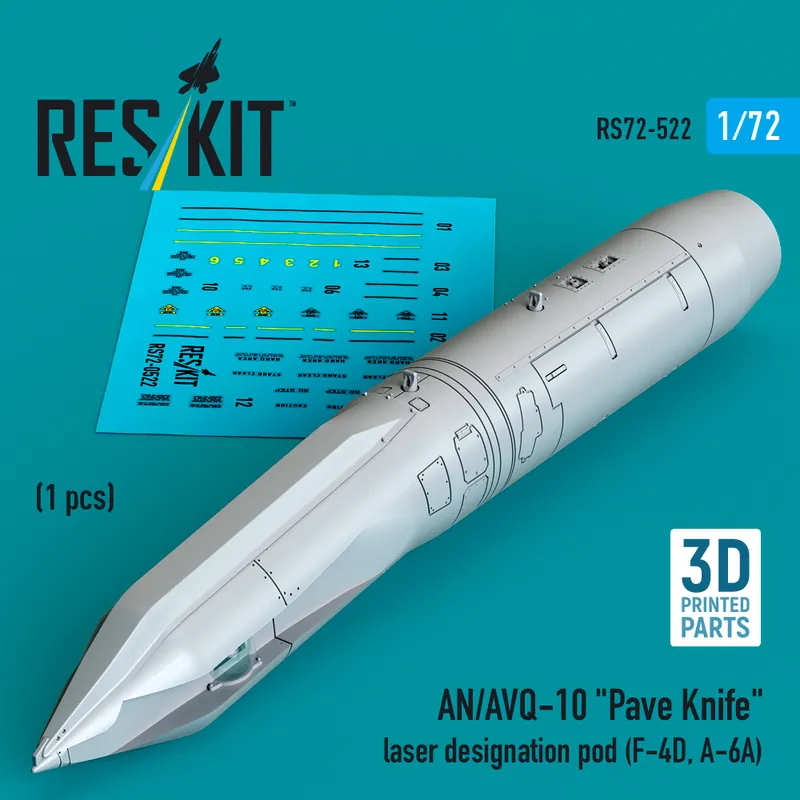 Populaire RES/KIT 72-0522 AN/AVQ-10 "Pave Knife" Laser Designation Pod (1 piece / 3D Printed)