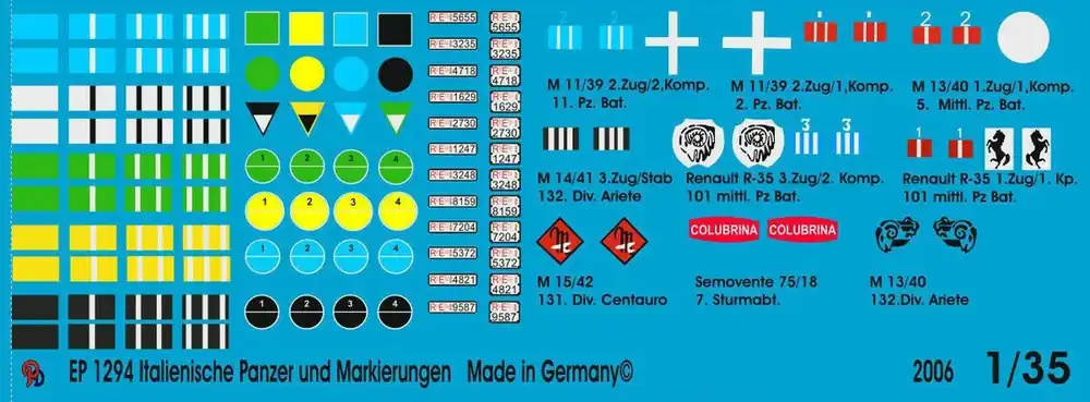 Commander Maintenant Peddinghaus-Decals 1294 Italian Tank And Vehicle Markings II World War