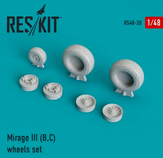 DISCONTINUED RES/KIT 48-0028 Dassault Mirage III (B,C) wheels set Expédié Aujourd'hui