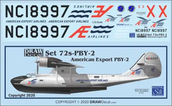 Draw Decal 72-PBY-02 Consolidated PBY-2 Catalina - American Export Airways Vente Flash