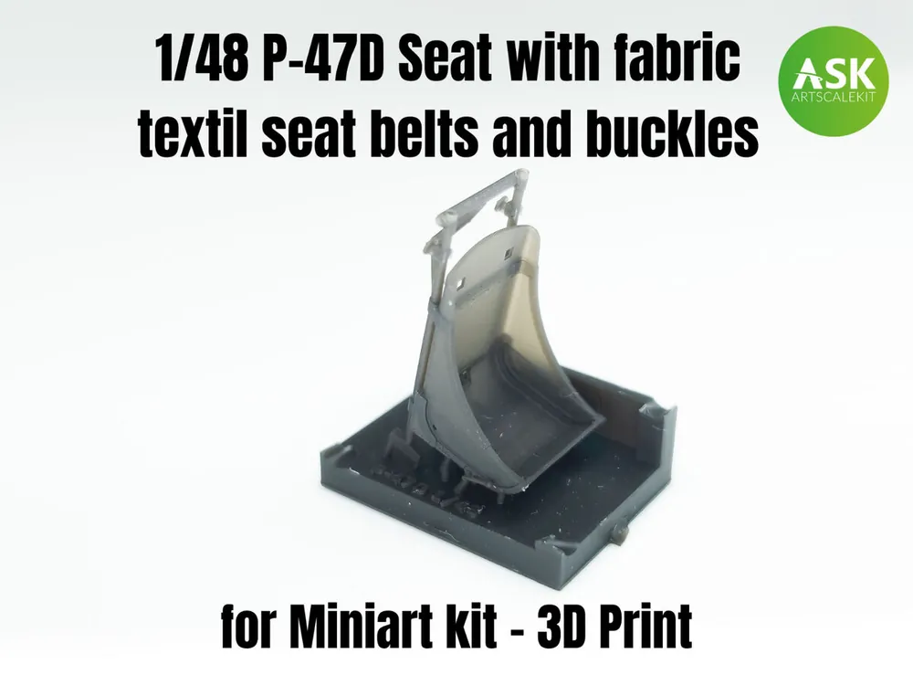Art Scale Kit A48009 Republic P-47 D - Seat with fabric textil seat belts and buckles (for MiniArt kits) Promotion Saisonnière