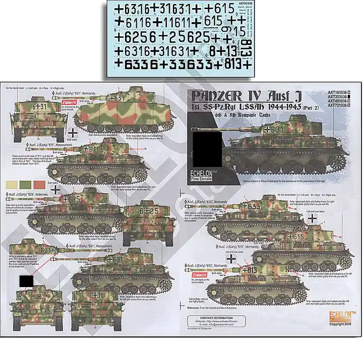 Echelon Fine Details AXT351036 LAH Panzer IV Ausf. Js 1944-1945 Pt 2 Usine Directe