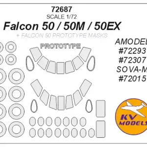 Meilleur Choix KV Models 72687 Falcon 50 / 50EX / 50M (AMODEL/ SOVA-M) + prototype masks and masks for wheels