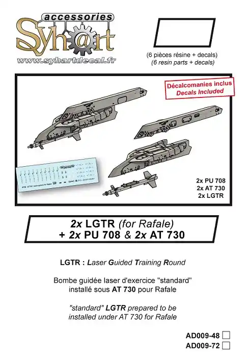 Certifié Syhart Decal AD009-48 2x PU 708, 2x AT 730, 2x LGTR (Decals Included)