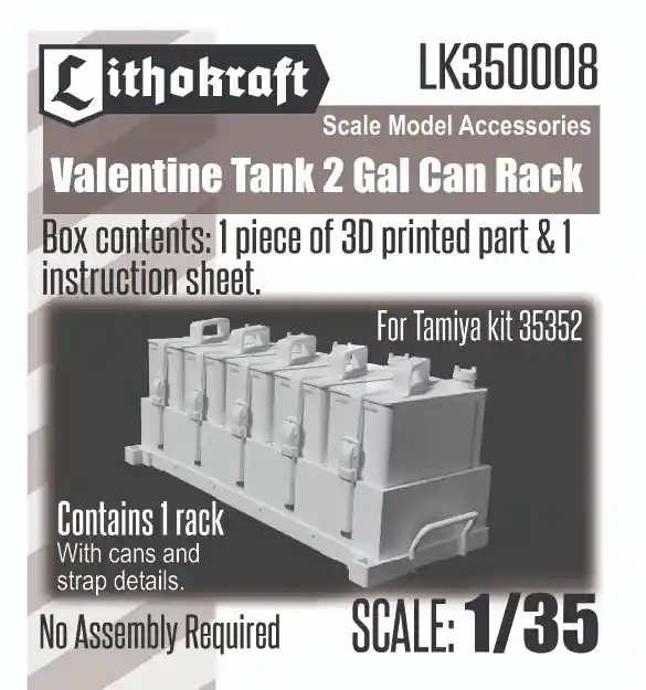 Promotion Saisonnière Lithokraft Range 350008 Valentine Tank 2 Gal Can Rack (For Tamiya 35352 Kit)