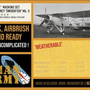 Bon Marché 1 Man Army 48KIT010 Fairey Swordfish Mk.II - Full Airbrush Maks Set (for Tamiya Kits)