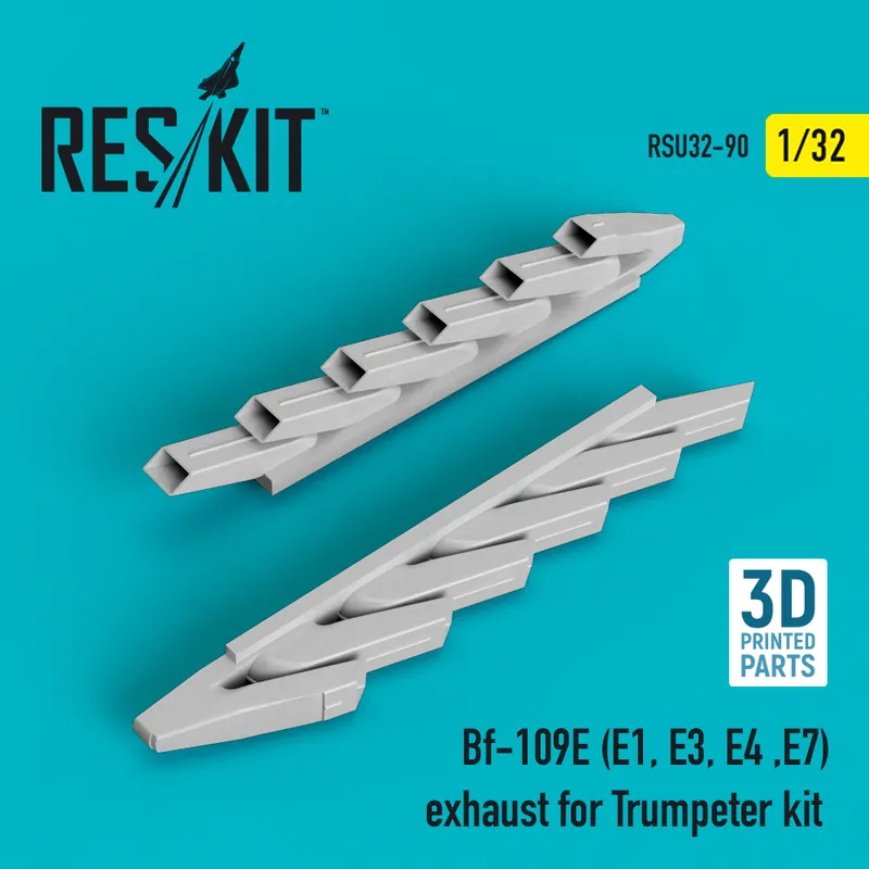 Populaire RES/KIT U32-0090 Bf-109E (E1, E3, E4, E7) Exhaust For Trumpeter Kit (3D Printing)