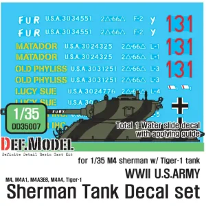 Nouvel Arrivage DEF Model DD35007 WWII US M4 tank decal set