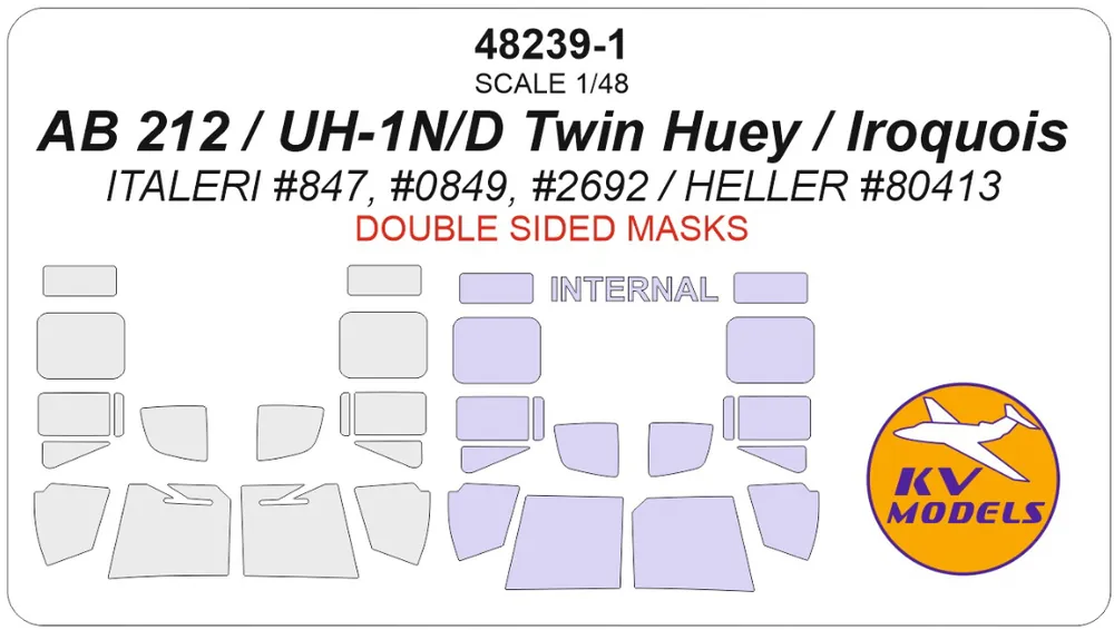 Nouveauté KV Models 48239-1 AB 212 / UH-1N/D Twin Huey / Iroquois (Double-Sided)