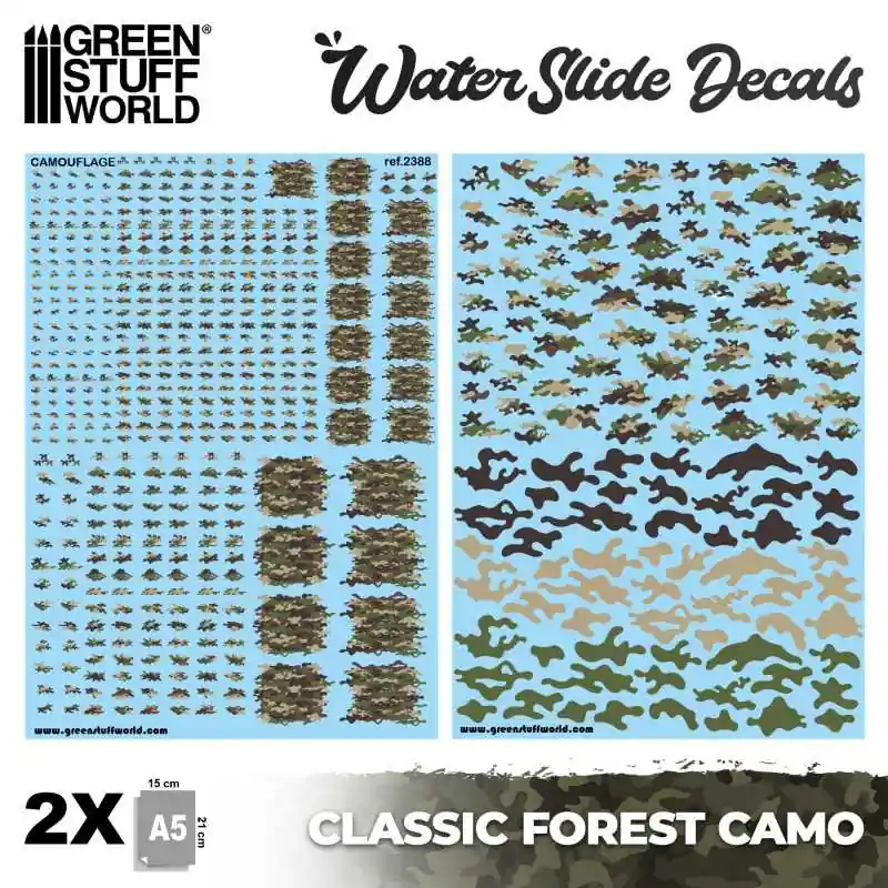 Meilleur Choix Green Stuff World 2388 Waterslide Decals - Classic Forest Camo