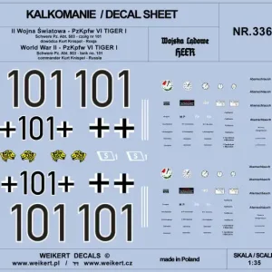 Achat Immédiat Weikert Decals DEC336 PzKpfw VI TIGER - Schwere Pz. Abt. 503 - czołg nr 101 - dowódca Kurt Knispel - Rosja