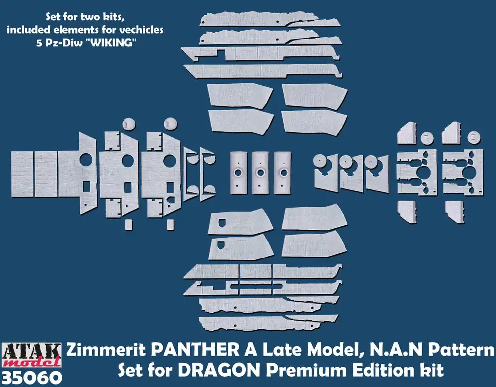 Atak Model 35060 Zimmerit Panther A Late - MAN Pattern - Set for 2 kits (for Dragon Premium Edition kits) Soldes