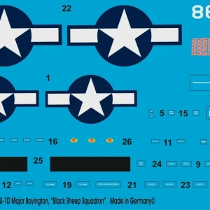 Peddinghaus-Decals 2331 Corsair F4U-1D Major Boyington "Black Sheep Squadron" Promotion Saisonnière