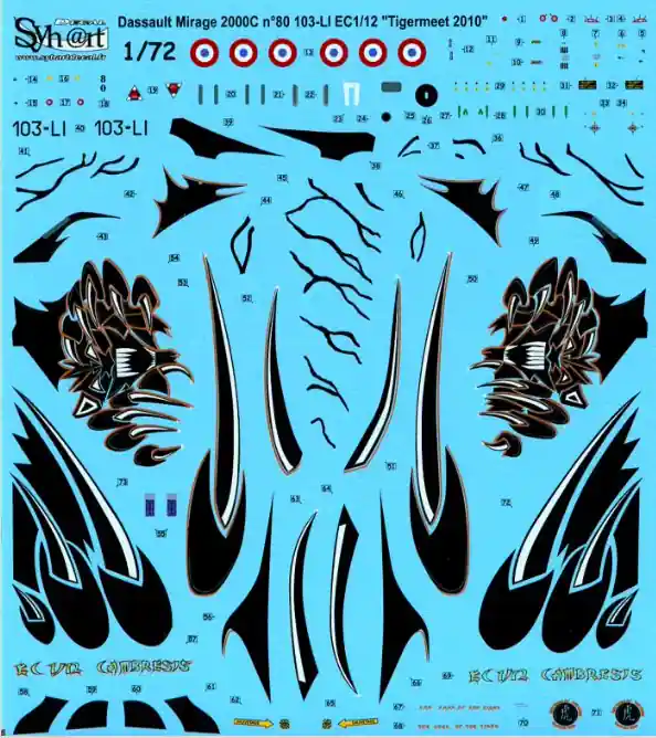 Syhart Decal 72-063 Mirage 2000C 103-LI Tigermeet 2010 Soldes