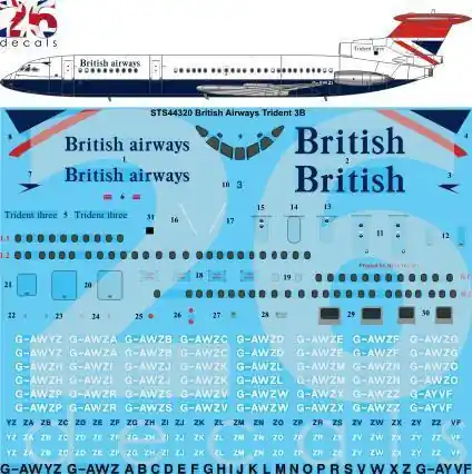 26 Decals STS44320 Hawker-Siddeley Trident 3B - British Airways Marque