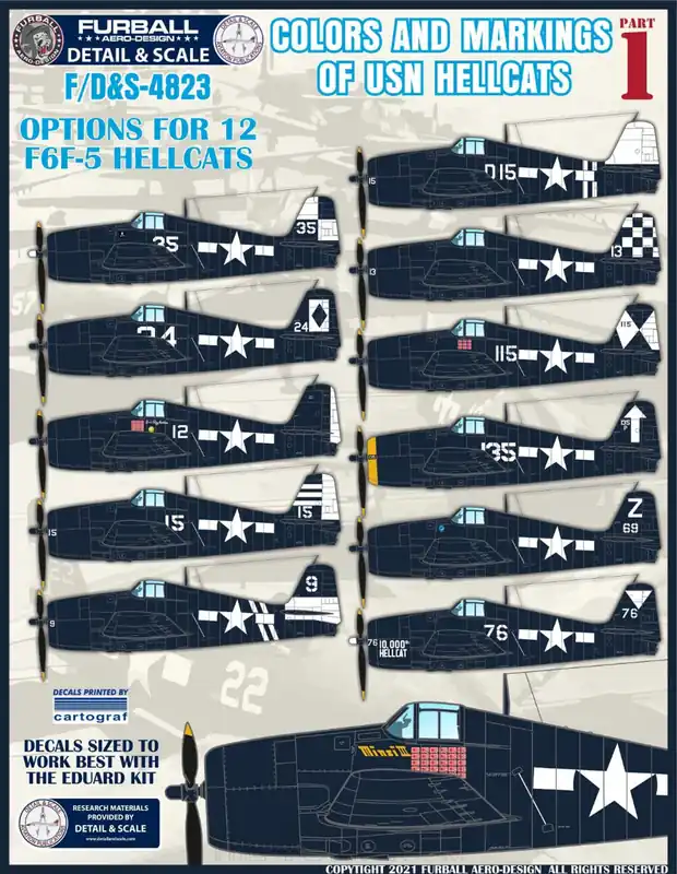 Furball Aero-Design S4823 Grumman F6F-5 Hellcats - Colors & Markings Part One (12 schemes) Super Prix
