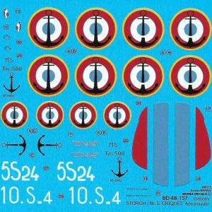 Berna Decals 48157 Fieseler Storch Fi-156C / Morane-Saulnier MS.500 Criquet Aeronavale Decals Top Vente