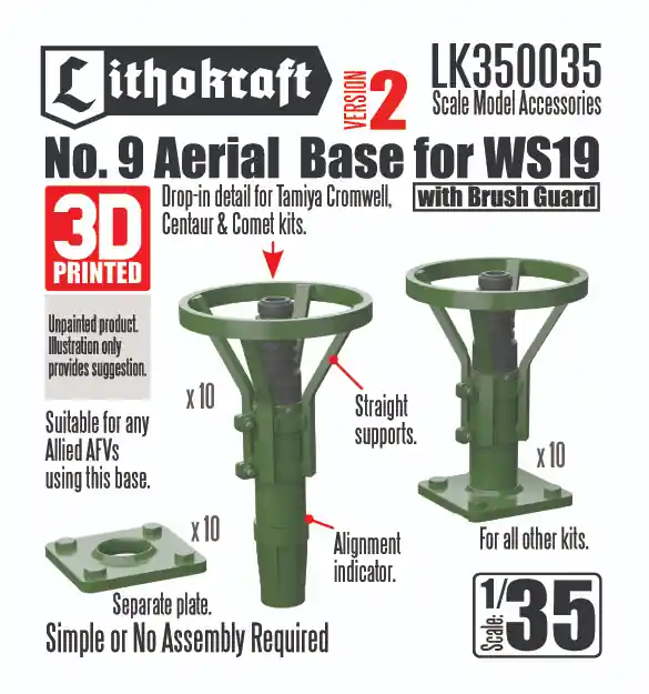 Meilleur Choix Lithokraft Range 350035 No. 9 Aerial Base for WS19 Version 2 With Brush Guard