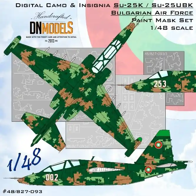 Expédition Rapide DN Models 48-827-093 Bulgarian Digital Su-25K/Su-25UBK Camouflage And Insignia Paint Mask Set