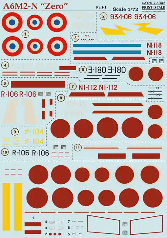 Print Scale 72-343 Nakajima A6M2-N Réduction