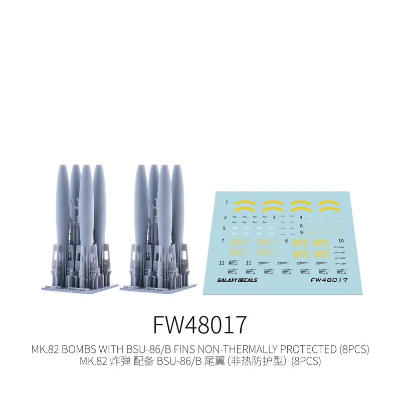 Affaire À Saisir Galaxy-Model FW48017 Mk.82 Bombs With BSU-86/B Fins Non-Thermally Protected (8pcs)