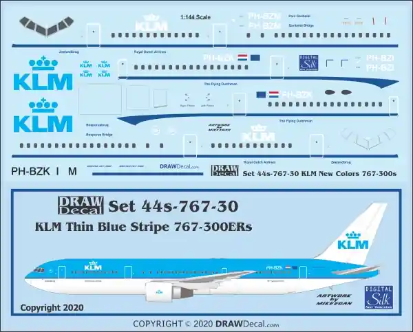 Draw Decal 44-767-30 Boeing 767-300ER - KLM Final Colors Dernière Chance