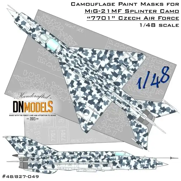DN Models 48-827-049 Czech Splinter 7701 - Camouflage Paint Masks For MiG-21 V.2 Offre Du Jour