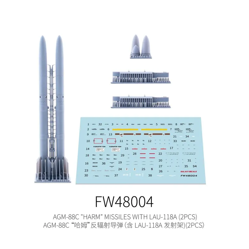 Galaxy-Model FW48004 AGM-88C ‘Harm‘ Missiles With LAU-118A (2pcs) Offre Du Jour