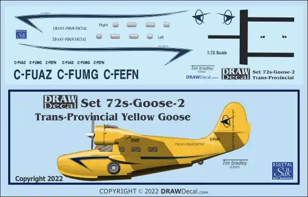 Paiement Sécurisé Draw Decal 72-GOOSE-02 Grumman G-21 Goose - Trans-Provincial