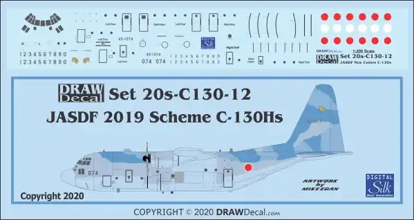 Haute Qualité Draw Decal 20-C130-12 Lockheed C-130 H - JASDF (2019 Scheme)