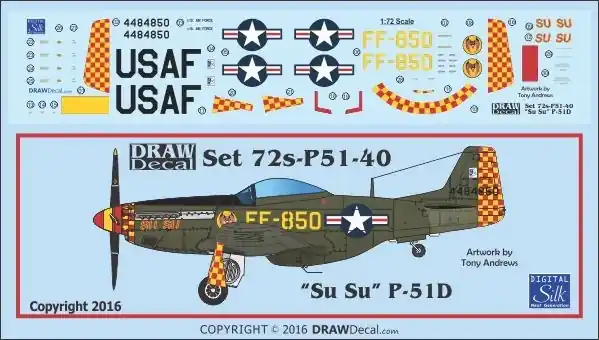 Draw Decal 72-P51-40 North American P-51 D - "Su Su" Gathering of Mustangs and Legends Seulement Aujourd'hui