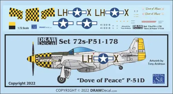 Draw Decal 72-P51-178 North American P-51 D - "Dove of Peace" Achetez Aujourd'hui