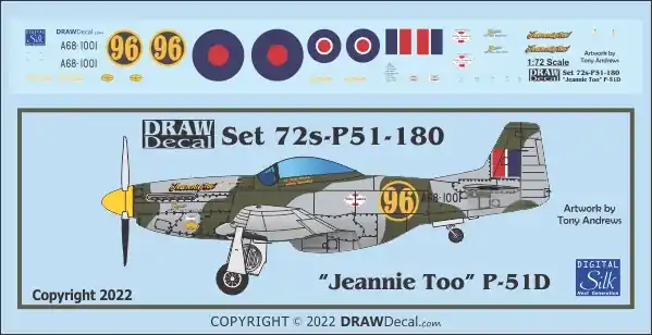 Satisfait Ou Remboursé Draw Decal 72-P51-180 North American P-51 D - "Jeannie Too"