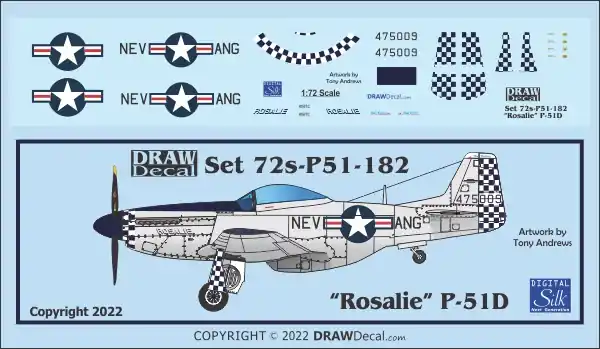 Draw Decal 72-P51-182 North American P-51 D - "Rosalie" Haute Qualité