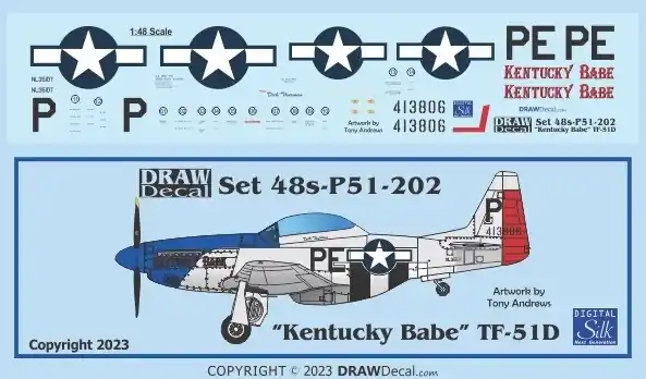 Prix Cassé Draw Decal 48-P51-202 North American TF-51 D - “Kentucky Babe”