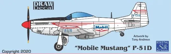 Super Prix Draw Decal 44-P51-126 North American P-51 D - Mobil Mustang" (ZK-CCG)
