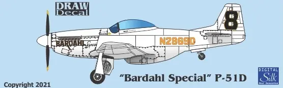Draw Decal 44-P51-09A North American P-51 D - "Bardahl Special" (Late 60s Version) Quantité Limitée