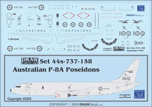 Meilleur Prix Draw Decal 44-737-158 Boeing P-8 A Poseidon - Royal Australian Air Force Decals