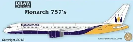 Seulement Aujourd'hui Draw Decal 44-757-27 Boeing 757-200 - Monarch New Colors