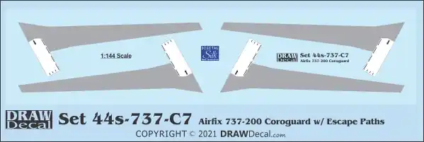 Retour Gratuit Draw Decal 44-737-C07 Boeing 737-200 - Coroguard with Escape Paths (for Airfix kits)